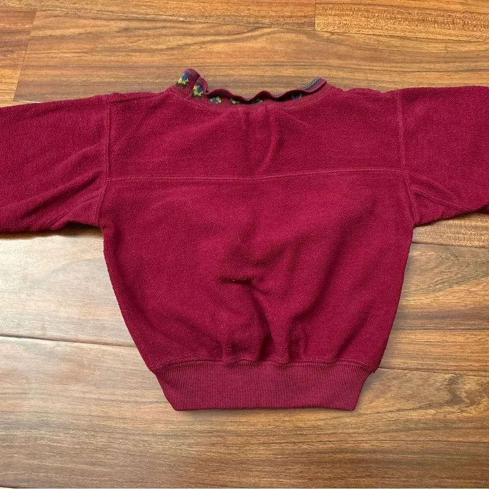 Gap vintage maroon “Forest Zone Wilderness Tested” fleece crewneck sweatshirt